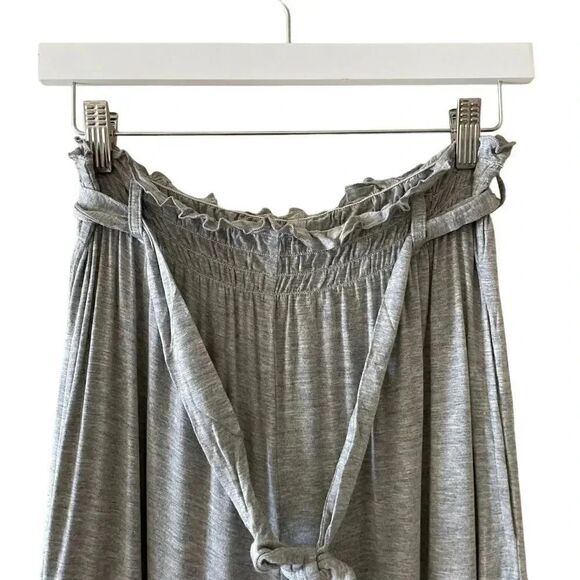 NWT Chaser  Paper Bag Waist Jersey Soft Wide Leg Heather Gray High Rise Pants M - Picture 5 of 13